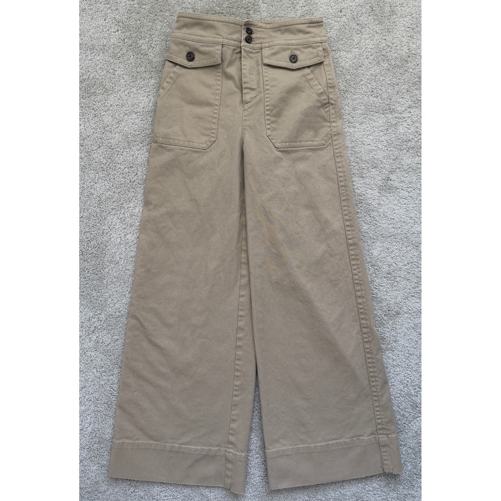 J.Crew Womens Khaki Tan High Rise Wide Leg Utility Patch Pocket Pants Size 0